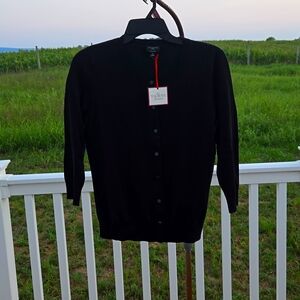 Brand New Talbot's Black 3/4 Sleeve Pima Cotton Cardigan Size PS